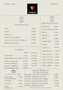 Carta de bebidas